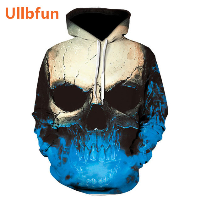Ullbfun Sweatshirt 3D Skull Printed Pullovers Hoodies (12)
